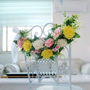 Decorative Flowers Wedding Chair Back Flower Decoration Artificial Wreath Door Threshold Home Living Room Party Pendant Wall Decor