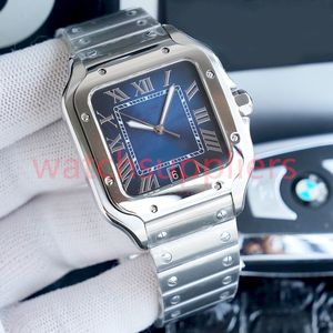 Luxury Square Mens Watch 40 mm Geneva Oryginalne zegarki ze stali nierdzewnej mechaniczne zegarki Bransoletka Bransoletka moda Zegarki męskie zegarki Montre de lukse prezentowe wodoodporne