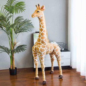 RealLifeシミュレーションGiraffe Cuddle Stifted Dolls Soft Kawaii Giraffe Doll Birthday Gift Ldren Toy Room Garden Decor J220729