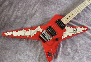 Özelleştirilmiş elektro gitar maun ahşap gövde ve boyun akçaağaç klavye ayna dekorasyonu vücut üst altta tepsisi çubuk