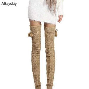 Socks Hosiery Leg Warmers Women Knitted Crochet Legging Warm Long Knee-stocks Womens Simple Solid Color All-match Female Trendy Casual 2020 T221107