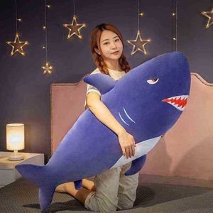 1 st Söt 60120cm Creative Bite Shark Plush Pluw Soft Sleeping Pillow Filled Giant Shark Toy Beautiful Xmas Present för barn J220729