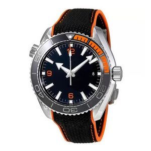 New Mens Watch Sapphire Glass Back 자동 기계식 블랙 캔버스 고무 Ceraemic 베젤 스테인리스 스틸 43mm