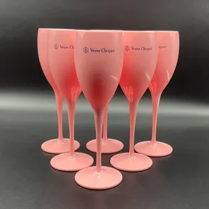 6pcs Turuncu Şarap Partisi Şampanya Kourları Cam VCP Flüt Goblet Şampiyonu Buz İmparatorluk Plastik Veuve Clicquot Bardakları