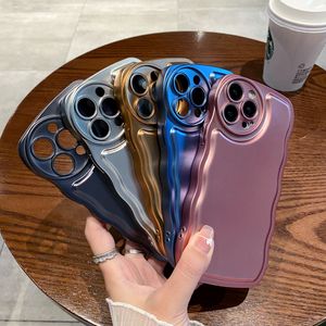 Electroplated Matte Pillow Soft TPU Cases Camera Lens Protective Shockproof Wave Pattern Design Back Cover For iPhone 14 13 12 11 Pro Max XR XS X 8 7 Plus
