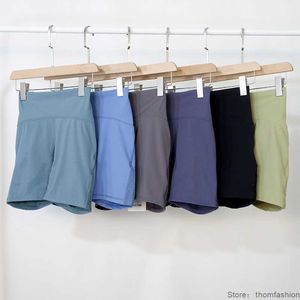 Marca de esportes de moda Lulus shorts femininos de ioga alinham as calças de 4 pontos de ciclagem abdominal e de iogas esportivas da cintura alta feminina