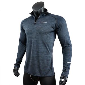 Herr T-shirts Herr Sport T-shirt Sportkläder Långärmad Löpning Gym Kläder Fitness Compression Shirt Zip Pullover Vandring Rashguard w42 221105