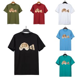 Mens Camisetas Mens Camisetas Designer Homens Roupas Tops para Mulheres Camiseta Luxe Pescoço Redondo Manga Curta Algodão Urso Carta Impressão Moda Verão 20s Streetwear