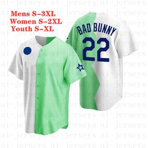 Los Baseball -Trikot 22 Vintage Bad Bunny Split Mens Women Jugend