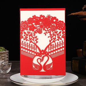 Personnalit￩ Hollow Love Tree Wedding Invitations Laser Cut Invitation Card Ensemble avec enveloppe CX123R