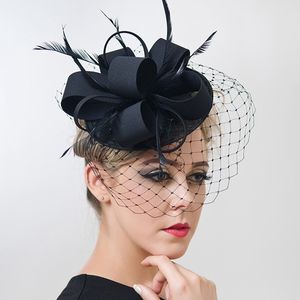 Basker Kvinnor Chic Sinamay Fascinator Hatt Cocktail Bröllopsfest Kyrka Huvudbonad Mode Huvudbonader Formell fjäder Håraccessoarer 221107