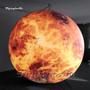 Large Inflatable Solar System Planet Ball Venus Balloon Lighting Hanging/Ground Air Blow Up Yellow Sphere For Night Club And Party Decoration