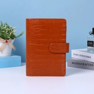 A6 Empty Notebook Binder Crocodile grain notepads Loose Leaf Notebooks without Paper PU Faux Leather Cover File Folder storage book