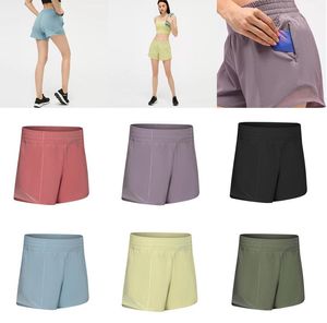 Damen-Trainingsanzüge Hot High-Rise Integrierter durchgehender Kordelzug Kurze atmungsaktive Yoga-Shorts Schnell trocknend gefütterter Sport mit verstecktem Reißverschluss Seitlicher Einschub