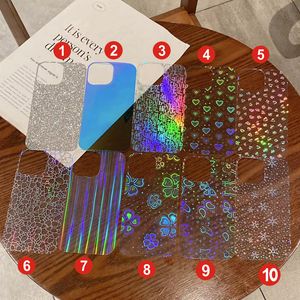F￼r Telefonkisten iPhone 14 13 12 11 Pro Max 8 7 plus farbenfrohe Auroras TPE Mirror Make -up Laser Holographic Card Paper Dekoration klar