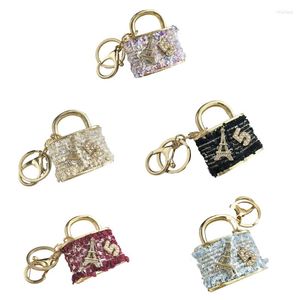 Estatuetas decorativas Fashion Lock Keychain Sparkling Crystal Rhinestone Keyrings Carra de bolsa de bolsa de pingente de pingente