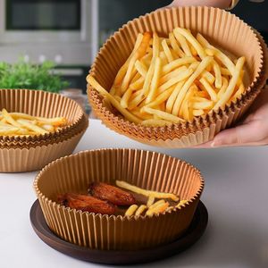 50pcs Hava Fritöz Pişirme Tavası Tek Kullanımlık Kağıt Parşömen Ahşap Pul Pamı Buharlı Pişirme Kağıtları Airfryer için