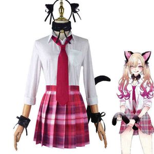 Anime min dressup älskling cos kitagawa marin catgirl kostym cosplay halloween carnival kostym student fulla kvinnor kläder j220720