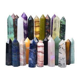 Ponto de cristal natural Artes Ornamento Chakra Cura Reiki Energia pedra mineral Pilar de quartzo varinha mágica 5-6 cm de comprimento