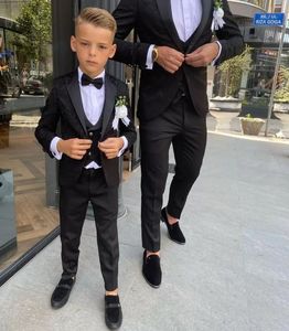 Black Boy Formal Suits Dinner Tuxedos Little Boys Groomsmen Kids For Wedding Party Prom Pak Wear Jackets Vest Pant
