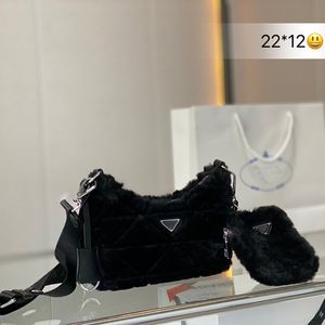 Luxury Women Straw Handbags Shoulder Bags 2-pc lint Purses Hobos Designer Baguettes Lady Crossbody Chain Bag Triangle Small Totes Top