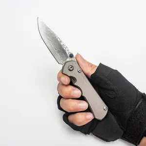 Chris Reeve Folding Knife Inkosi Perfect Pocket EDC Practical Outdoor Equipment Tactical Camping Tools Custom Drawn Titanium Handle Real Damascus Blade