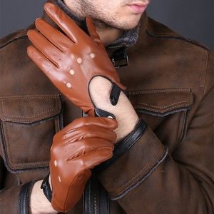 5本の指の手袋男子本物の革製ドライビングロインド100ディアスキンハーフフィンガーフィンガーレスジムフィットネス221105