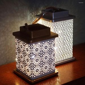 Luzes noturnas Atmosfera romântica Lâmpada LED Mesa de ferro para cafeter