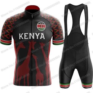 Set da corsa 2023 Kenya Giraffe Cycling Jersey Set Abbigliamento estivo Uomo Bici da strada Camicie Completo da bicicletta Pantaloncini con bretelle MTB Uniforme da equitazione