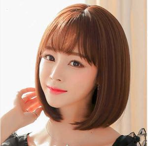 Hair Lace Wigs Bobo Wig Women's Short Hair Air Bangs ffy Pear Flower Mechanism Chemical Fiber Headgear