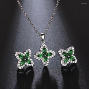 Серьги для ожерелья набор 11.11 продажа бренд зеленый кубический циркон