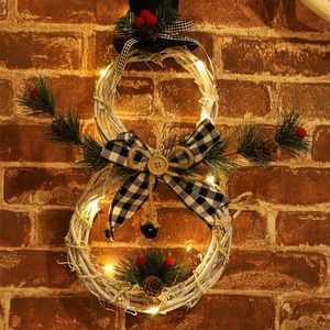 2023 New Christmas Supplies Home Decoration Christmas Garland Pendant LED Light Charm Rattan Ring