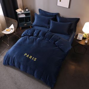 Fronha de fronha de designer de luxo conjuntos de edredons de letras estampados terno quente de lã 4 pçs/conjunto de têxteis de cama para casa tamanho queen