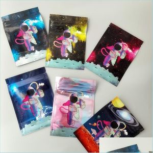 Verpackungsbeutel 6 Arten 3 5G Mylar-Beutel California Sf Space Astronauts Paketdruck Standbodenbeutel Geruchssicherer holografischer Filmreißverschluss Dhefh