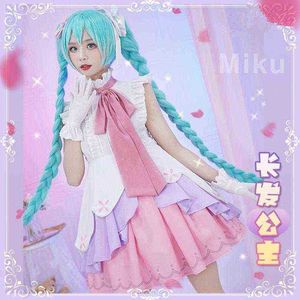 Anime Cosplay Miku Rapunzel Ver Dress Costume Long Hair Princess Kawaii Clothes Cos Miku Girl Daily Clothing Women Role Play J220720