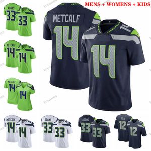 DK Mens 14 Metcalf 33 Jamal Adams 축구 유니폼 여성 어린이 16 Tyler Lockett 56 Brooks 12th Fan 24 Lynch 2 Drew Lock 7 Geno Smith Penny Diggs 9 Walker III Bryant Dickson