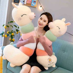 60120Cm Cuddly Cute Alpaca Cuddle Soft Cartoon Animal Sheeps Farcito Agnello Bambola Fidanzato Cuscino Ragazza Bambini Regalo Di Compleanno J220729