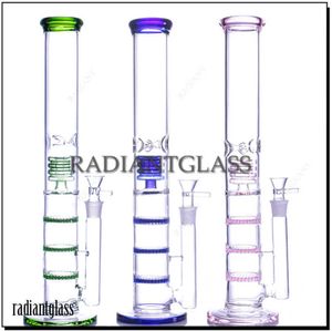 Shishas Heavy Glass Straight Bong Three Honeycomb Tire Perc Bongs 5 mm dicke Rauchwasserpfeife mit 14 mm Glaskopf