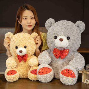 1Pc 355060Cm Teddy Bear With Button Bow Plush Doll Soft Cuddle Toys For Kids Girls Birthday Gift Baby Brinquedos J220729