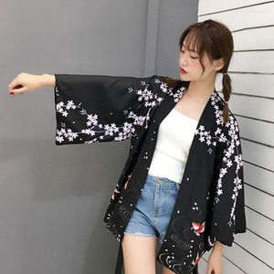 Blouses voor dames Harajuku Kimono Cardigan Vintage Casual Summer Gedrukte Chiffon Sunscreen Women Clothing Outerwear Blouse Japanse stijl
