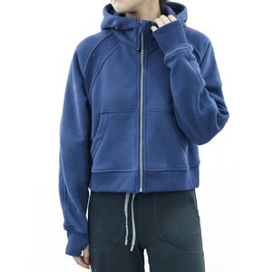 Women Full Zip Hoodie Jacket Sportswear Thick Yoga Outfits In Autumn And Winter Hooded Workout Track Running Coat with Pockets Outdoor Fleeces Thumb Holes