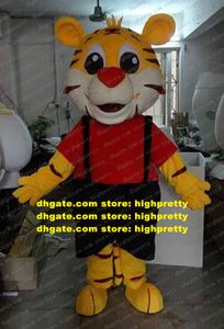 Fancy Yellow Pipi Tiger Mascot Costume Mascotte Tigerkin Tigris Regalis Adulto com grandes olhos negros Nariz vermelho No.3828 Navio livre