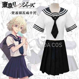 Anime Tokyo Revengers Senju Kawaragi Cosplay Costume Brahman kjol kostym Girls Women Sailor School Uniform Dress Halloween J220720