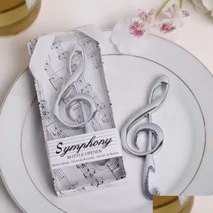 Party Favor Symphony Chrome Music Note Party Bottle Opener in Present Box Bar levererar bröllop Bruddusch Favors Drop Delivery 2021 Dhnki