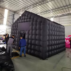 Grande Black Inflable Cube Wedding Tent Square Gazebo Sala de eventos Big Mobile Portable Night Club Party Pavilion para uso ao ar livre