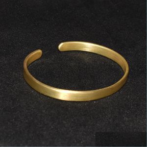 Bangle Bangle Private Custom Jewelry Handmased Flat Strip Frosted Simple Man f￶r kvinnliga par m￤ssingsarmband manschett Banglebang DHMZF