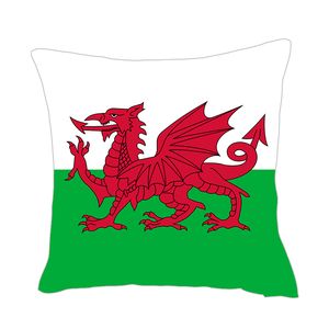 Pays de Galles Flag Throwpillow Factory Supply Good Prix Polyester Satin Couvercle pour canapé coussin décoratif oreillers