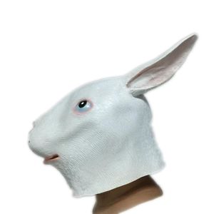 Halloween söt kaninhuvud latex maskerar djur kanin öron gummimask maskerad fester rekvisita cosply kostym dans vuxen storlek244a