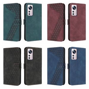 Google Pixelのファッションキューブレザーウォレットケース7 Pro 6 6a Xiaomi 12 Lite Pro Poco X4 M4 F3 M3 X3 Square ID Card Slot Holder Hybrid Business Flip Cover Pouch Strap