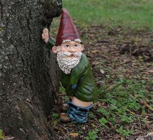 Résine Naughty Garden Gnome Robe de Noël Robe intérieure ou extérieure Gnome Gnome Gnome DIY DÉCORATION DE JARDIN